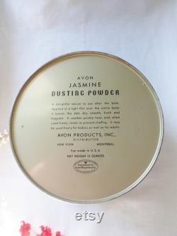 Avon Metal Dusting Powder Box, Avon Jasmine Body Powder Can, Empty Powder Tin with Puff, 40s