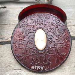 Avon Powder Box Vintage 1970's Tortoise Shell with Pink Cameo