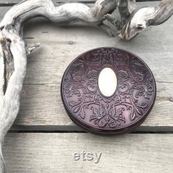 Avon Powder Box Vintage 1970's Tortoise Shell with Pink Cameo