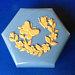 Beautiful Hexagonal Blue Plastic Box with Butterfly and Flowers motifs