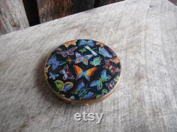 Beautiful Multi-Colored Butterfly Pattern Stratton Loose Powder Compact