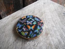 Beautiful Multi-Colored Butterfly Pattern Stratton Loose Powder Compact
