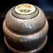 Beautiful Vintage Metal Musical Powder Puff Box. Porcelain Lid with Romantic Courting Couple