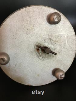 Beautiful Vintage Metal Musical Powder Puff Box. Porcelain Lid with Romantic Courting Couple