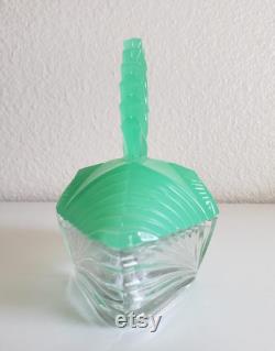 Beautiful Vintage New Martinsville Jadeite Jadite Glass Vanity Puff Box Powder Jade-ite Uranium Hard to Find