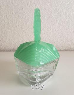 Beautiful Vintage New Martinsville Jadeite Jadite Glass Vanity Puff Box Powder Jade-ite Uranium Hard to Find