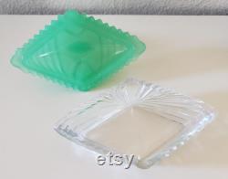 Beautiful Vintage New Martinsville Jadeite Jadite Glass Vanity Puff Box Powder Jade-ite Uranium Hard to Find