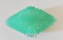 Beautiful Vintage New Martinsville Jadeite Jadite Glass Vanity Puff Box Powder Jade-ite Uranium Hard to Find