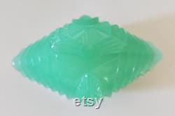 Beautiful Vintage New Martinsville Jadeite Jadite Glass Vanity Puff Box Powder Jade-ite Uranium Hard to Find
