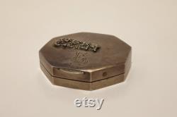 Beautiful Vintage Sterling Silver Compact Powder Case with Elephant Theme, Latvia, 1930s