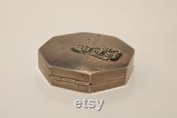 Beautiful Vintage Sterling Silver Compact Powder Case with Elephant Theme, Latvia, 1930s