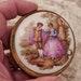 Beautifull French Limoges porcelain Powder box with Courting couple on the top design on porcelain ,by Fragonard,Limoges