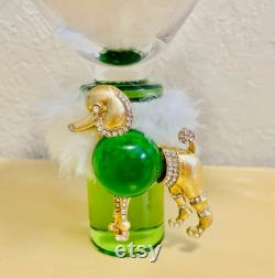 Big Powder Puff W Stand Poodle Rhinestone Hypoallergenic Handmade Gift For Her