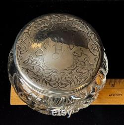 Blackinton Lions Sterling Silver Glass Dresser Powder Jar Art Nouveau Antique