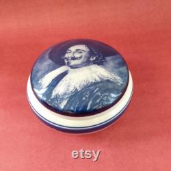 Blue Delfts powder pot Laughing Cavalier Frans Hals Delft Trinket Pot by GKB