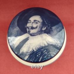 Blue Delfts powder pot Laughing Cavalier Frans Hals Delft Trinket Pot by GKB