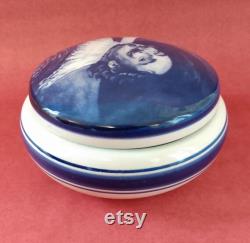 Blue Delfts powder pot Laughing Cavalier Frans Hals Delft Trinket Pot by GKB