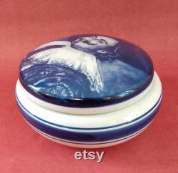 Blue Delfts powder pot Laughing Cavalier Frans Hals Delft Trinket Pot by GKB