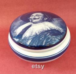 Blue Delfts powder pot Laughing Cavalier Frans Hals Delft Trinket Pot by GKB
