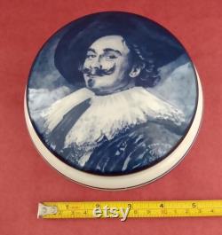 Blue Delfts powder pot Laughing Cavalier Frans Hals Delft Trinket Pot by GKB