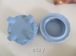 Blue Jasperware Vanity Jar Powder Box Vanity box Blue Cameo Wedgwood Jasperware Blue vanity dresser decor Romantic Bedroom Boudoir decor