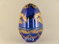 Bohemian Czech Art Glass Gilded Egg Dose Box by Egermann Novy Bor VERY VRARE
