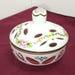 Bohemian Czech Vanity Powder Jar Jewelry Trinket Box Reverse Cased Cut to Clear Glass Hand Painted J334