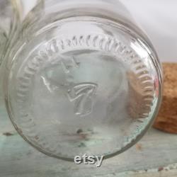 Botanical Glass Bottle Set withCork Stoppers, Vanity Set, Boudoir Decor, Floral Bottles