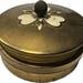 Brass and Glass Powder Jar Vanity Trinket Box Vintage Boho Art Deco Floral Hearts