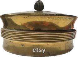 Brass and Glass Powder Jar Vanity Trinket Box Vintage Boho Art Deco Floral Hearts