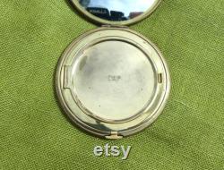 CLEFF Large Heavy Brass Powder Compact With Exotic Bird of Paradise Design on Lid, With Original Dark Brown Leather CoverVintage 1940s 50s