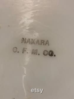 C.F.Monroe Nakara Wavecrest Victorian satin milk glass powder box