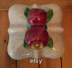 California Pottery Lidded Powder Bowl Candy Dish, Trinket Dish, Apples, 1046
