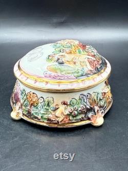 Capodimonte Cherub Lidded Powder Box