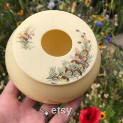 Celluloid Jar, Hand Painted Lid, Floral Design, Artist Signed Baronia Megastigma, 1950's Art Deco, Lidded Footed Powder Pot 4.25 x 2.25