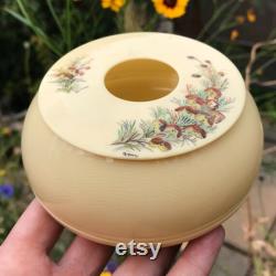 Celluloid Jar, Hand Painted Lid, Floral Design, Artist Signed Baronia Megastigma, 1950's Art Deco, Lidded Footed Powder Pot 4.25 x 2.25