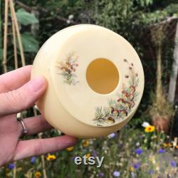 Celluloid Jar, Hand Painted Lid, Floral Design, Artist Signed Baronia Megastigma, 1950's Art Deco, Lidded Footed Powder Pot 4.25 x 2.25