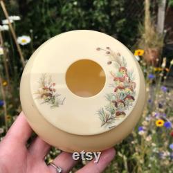 Celluloid Jar, Hand Painted Lid, Floral Design, Artist Signed Baronia Megastigma, 1950's Art Deco, Lidded Footed Powder Pot 4.25 x 2.25