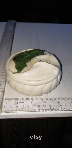 Ceramic covered powder dish lily excellent condition