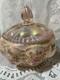 Charleton Fenton Art Glass Roses Iridized Sunset Beaded Melon Powder Box Glows