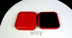 Chinese Cinnabar Red Lacquer Carved Heron Phoenix Bird Floral 3 5 8 Trinket Box