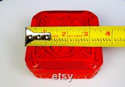 Chinese Cinnabar Red Lacquer Carved Heron Phoenix Bird Floral 3 5 8 Trinket Box