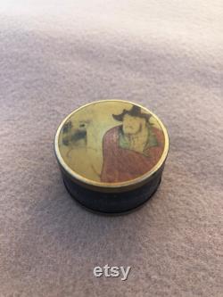 Chinese Snuff Box Asian Celluloid Pill Box Collectable Early Plasic Powder Box Round Jewelry Container Early Century Free Shipping