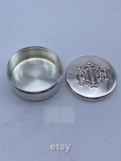 Christian Dior Powder Box Vintage Monogramed Silver-Plated Metal Rare