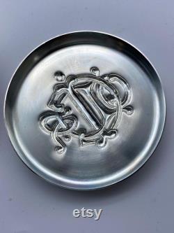 Christian Dior Powder Box Vintage Monogramed Silver-Plated Metal Rare