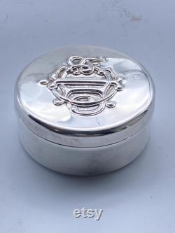 Christian Dior Powder Box Vintage Monogramed Silver-Plated Metal Rare