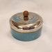 Chrome and Glass Art Deco Powder Puff Holder Teal Blue by Chase Companies Vintage Jewelry Holder