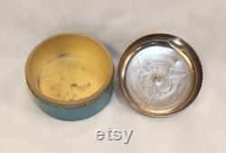 Chrome and Glass Art Deco Powder Puff Holder Teal Blue by Chase Companies Vintage Jewelry Holder