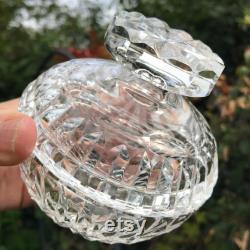 Clear Cut Crystal Powder Jar, Heavy Lead Crystal Lidded Pot, Dressing Table Vanity Storage, 3.75 x 3.75 Immaculate, Ideal Gift