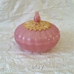 Collectable Avon Dusting Powder Bowl Elusive Beauty Dust, Ornate Pink and Gold